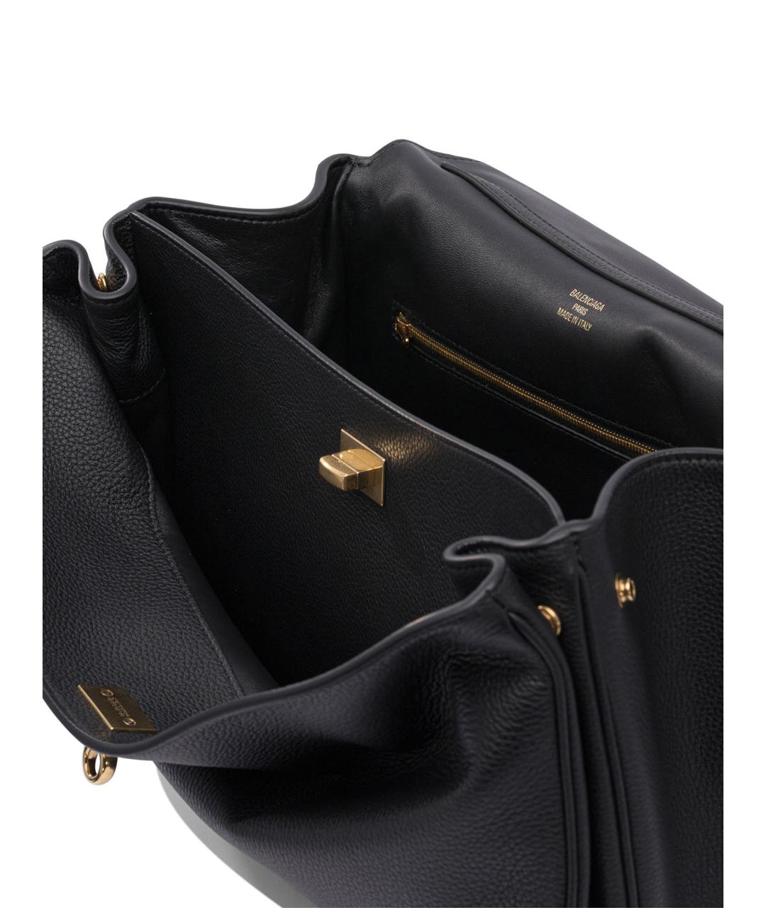 BALENCIAGA Черная кожаная сумка тоут, фото 5