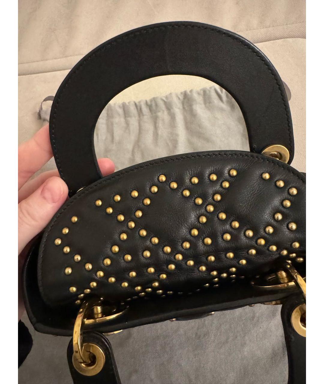 CHRISTIAN DIOR Черная кожаная сумка с короткими ручками, фото 8