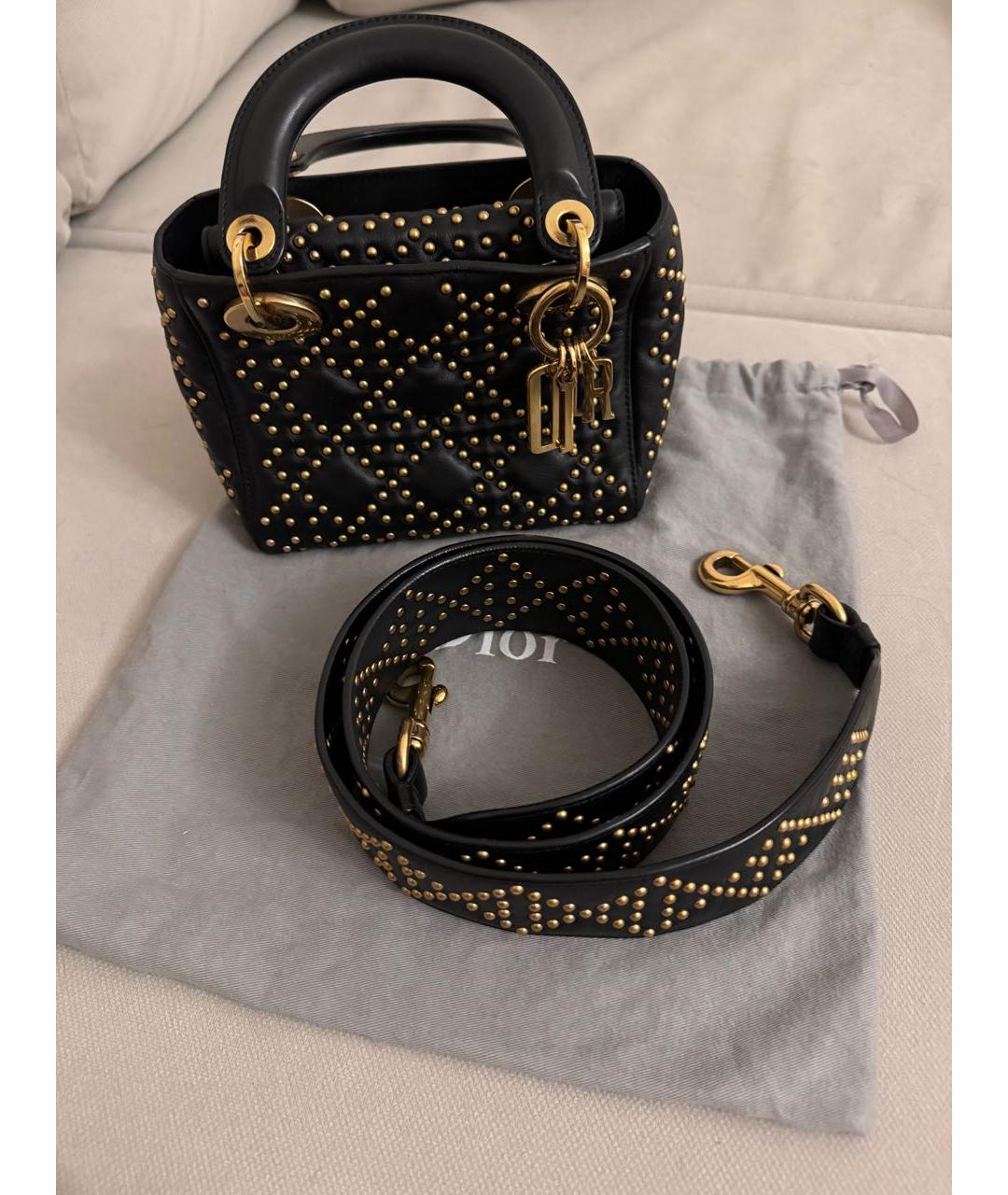 CHRISTIAN DIOR Черная кожаная сумка с короткими ручками, фото 3