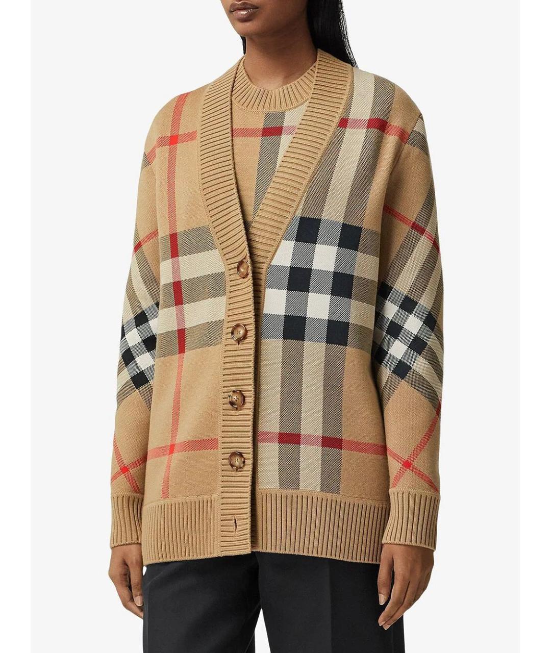 BURBERRY Коричневый полиэстеровый кардиган, фото 3