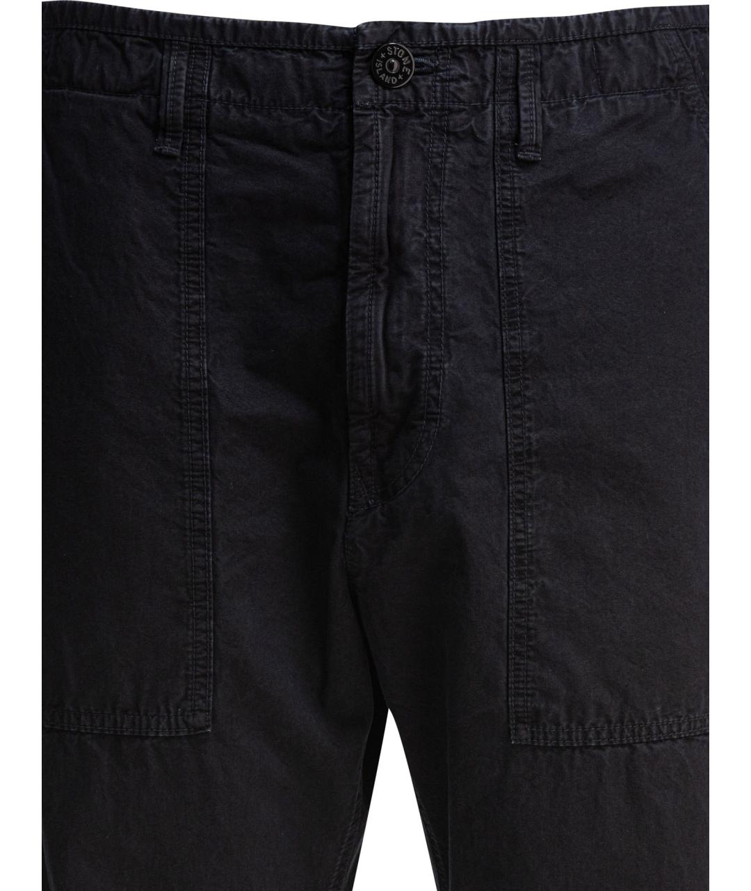 STONE ISLAND Темно-синие хлопковые повседневные брюки, фото 3