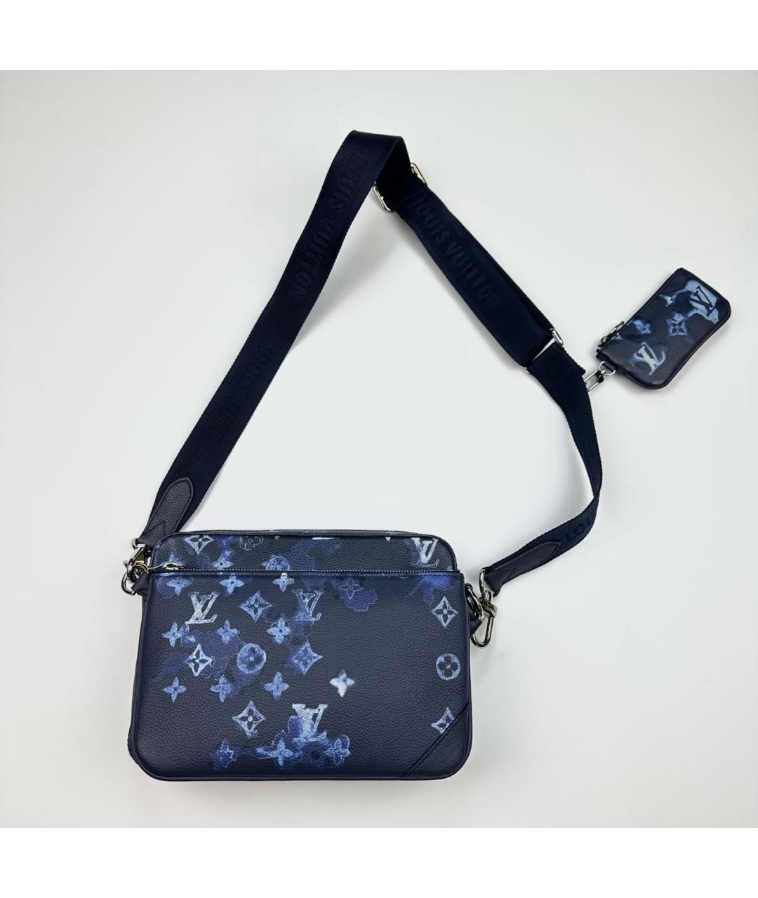 LOUIS VUITTON Темно-синяя кожаная сумка на плечо, фото 6