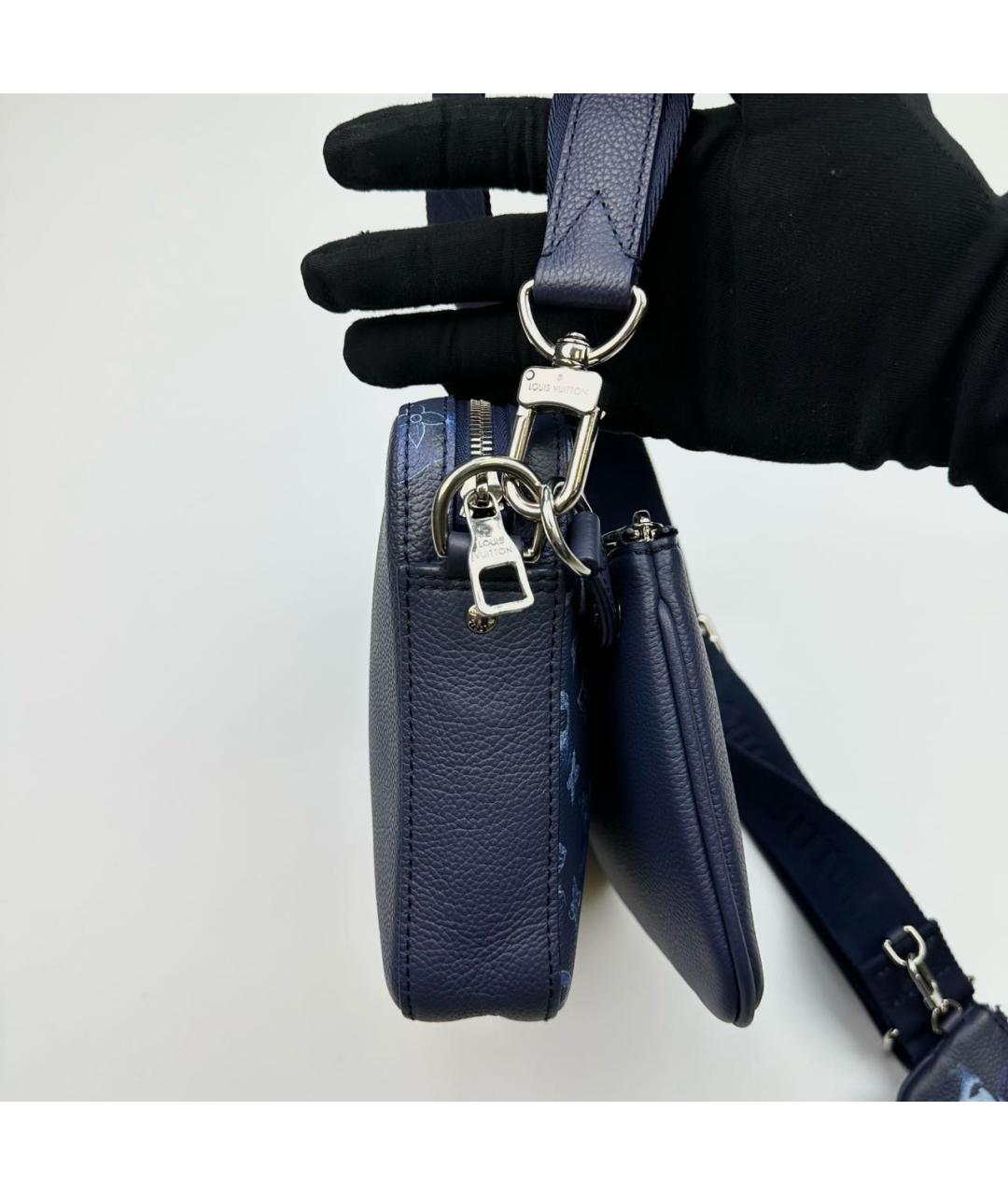 LOUIS VUITTON Темно-синяя кожаная сумка на плечо, фото 4