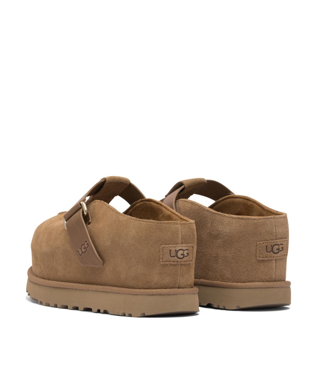 UGG AUSTRALIA Бежевые кожаные сабо, фото 4