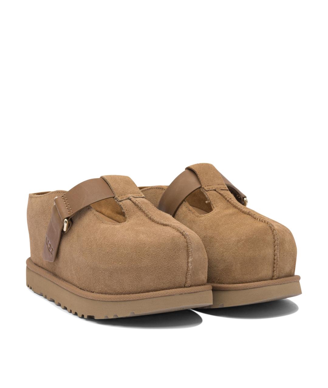 UGG AUSTRALIA Бежевые кожаные сабо, фото 2