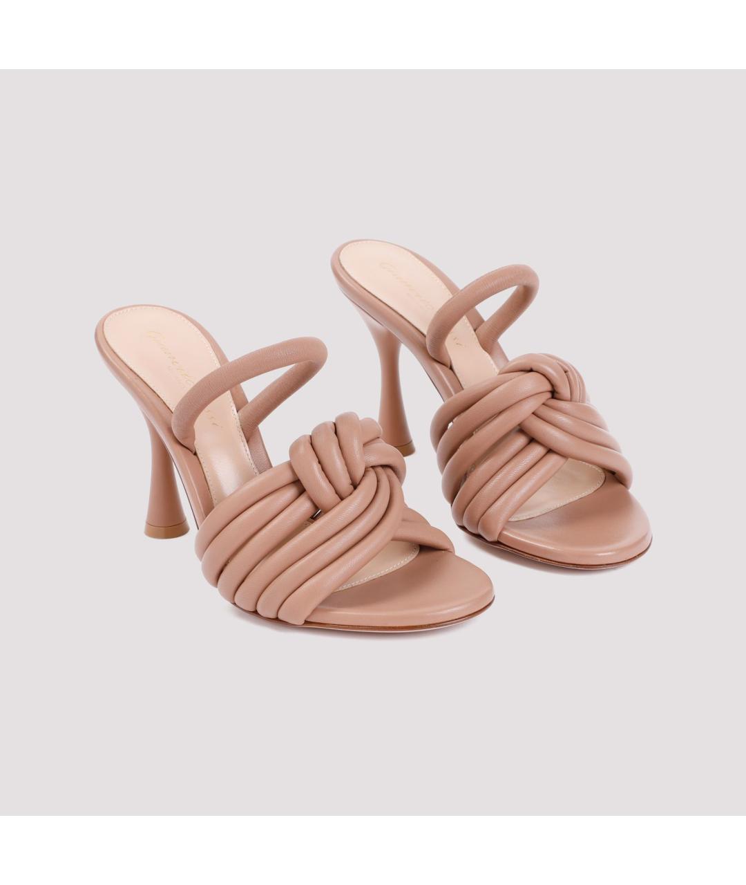 GIANVITO ROSSI Бежевые кожаные мюли, фото 4