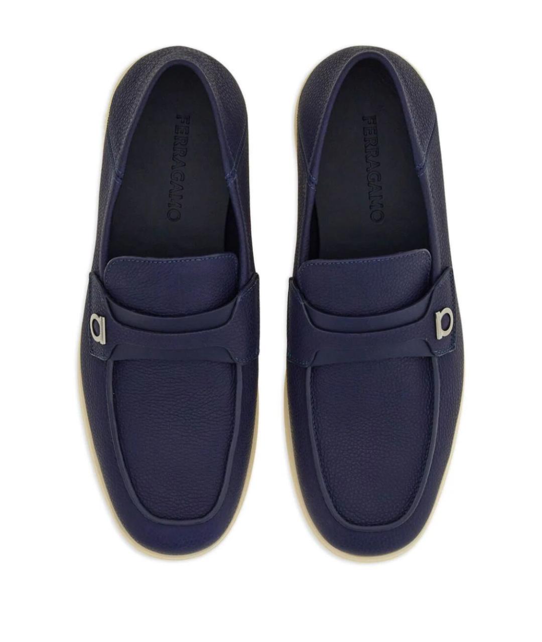 FERRAGAMO Синие кожаные лоферы, фото 3
