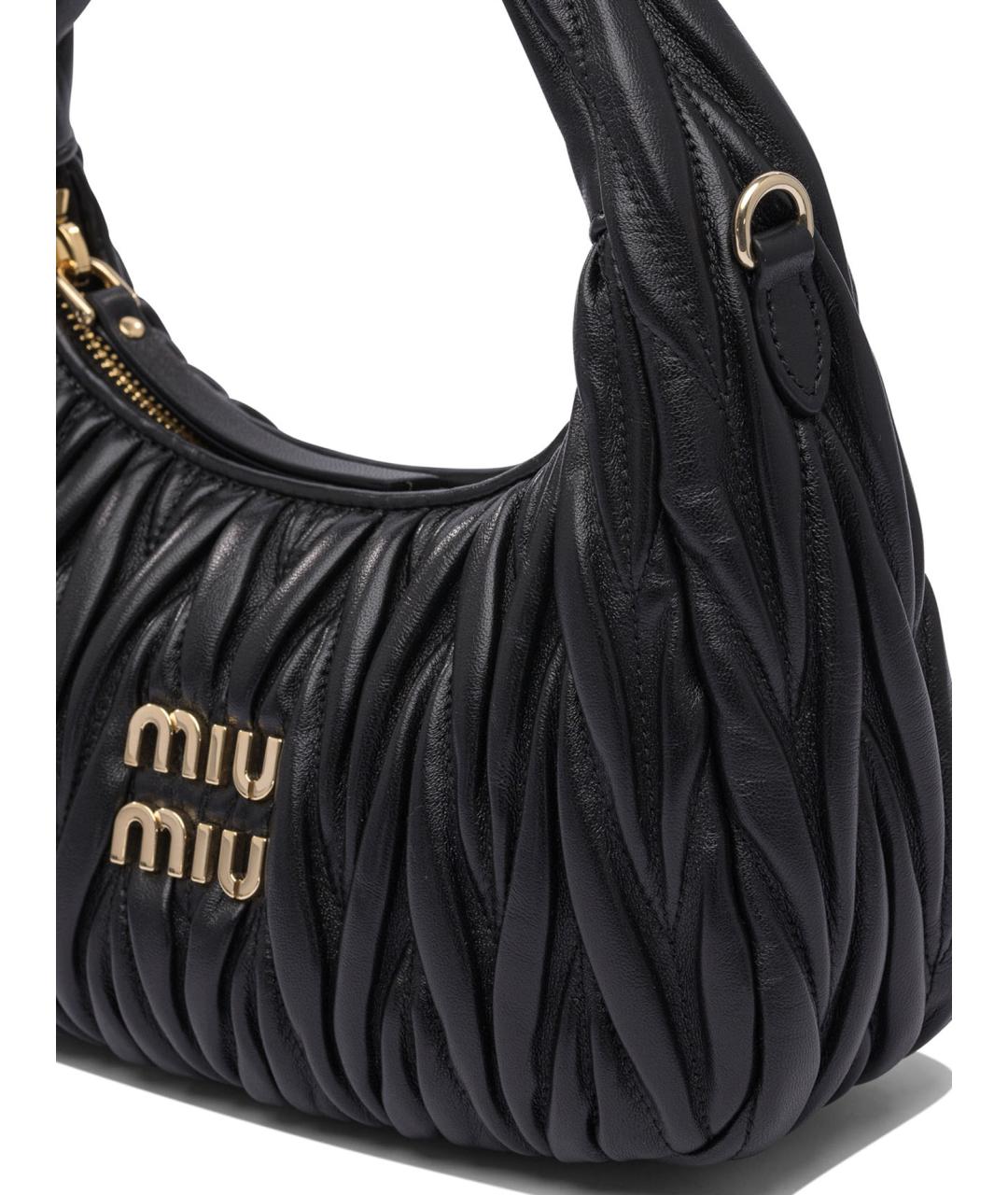 MIU MIU Черная кожаная сумка с короткими ручками, фото 4