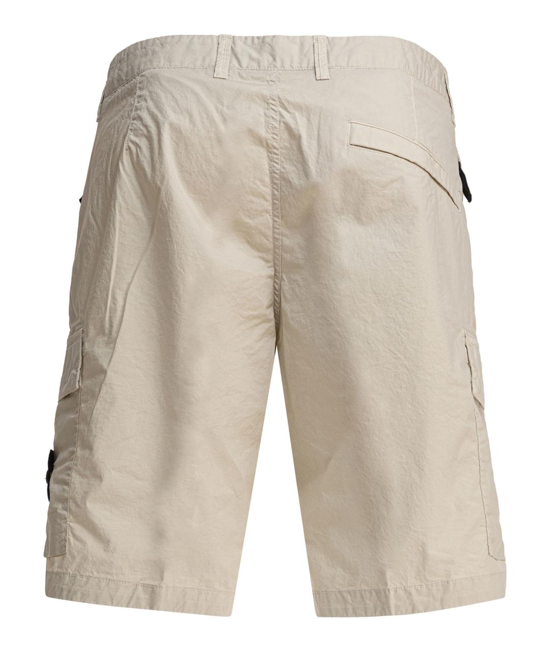 STONE ISLAND Бежевые хлопковые шорты, фото 2