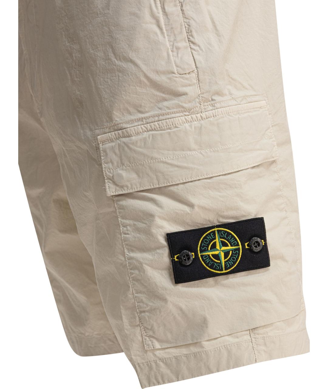 STONE ISLAND Бежевые хлопковые шорты, фото 4