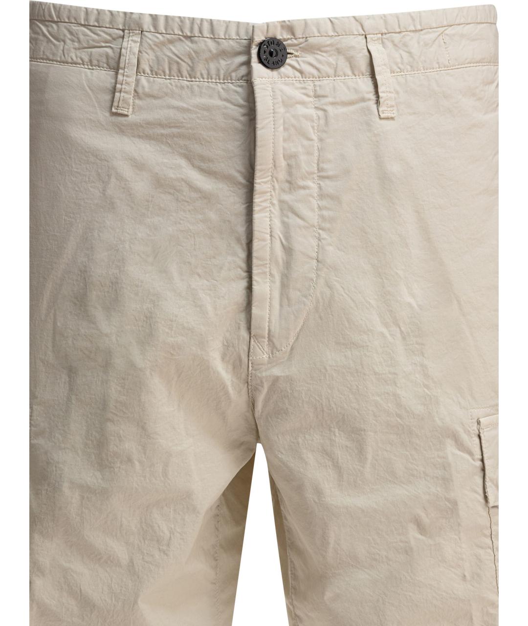 STONE ISLAND Бежевые хлопковые шорты, фото 3