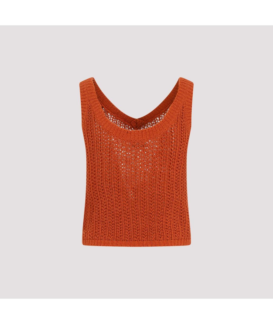 MAX MARA Оранжевая хлопковая майка, фото 3