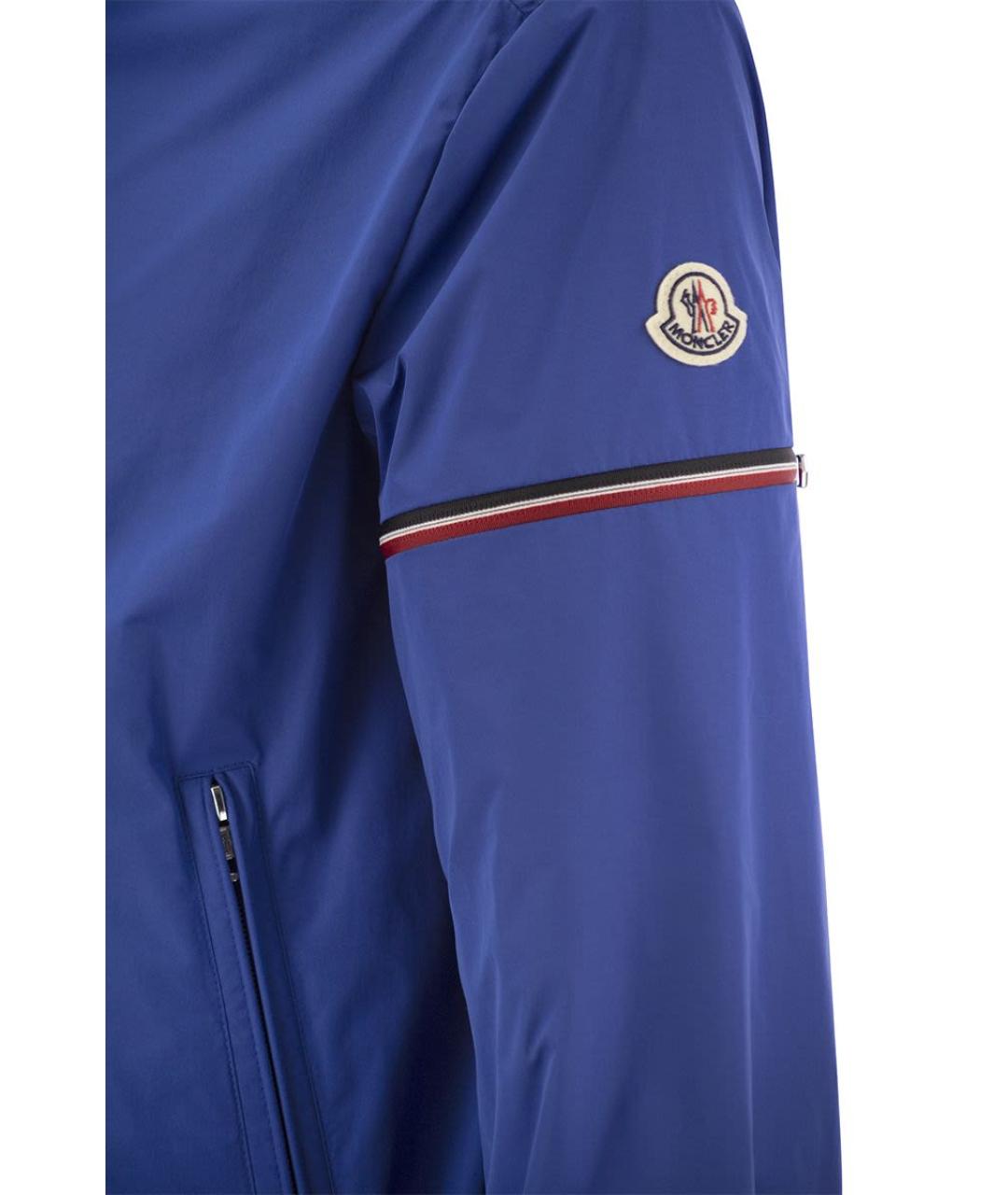 MONCLER Синяя полиэстеровая куртка, фото 4