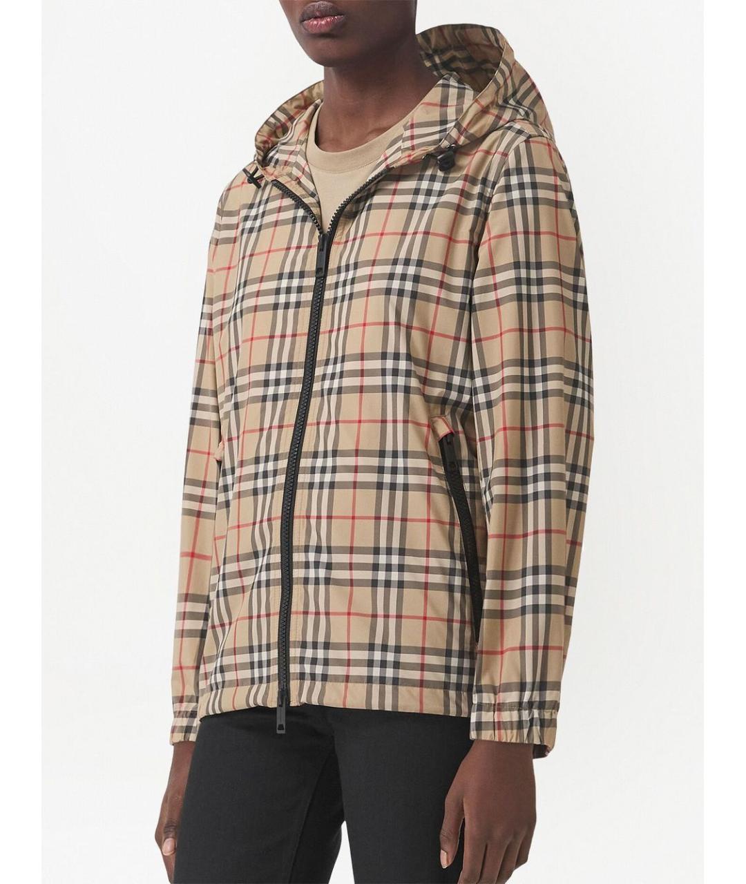 BURBERRY Бежевая полиэстеровая куртка, фото 4