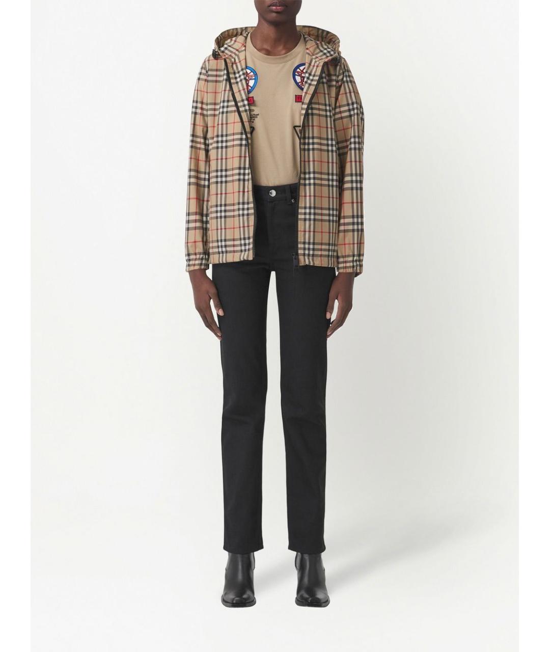BURBERRY Бежевая полиэстеровая куртка, фото 2