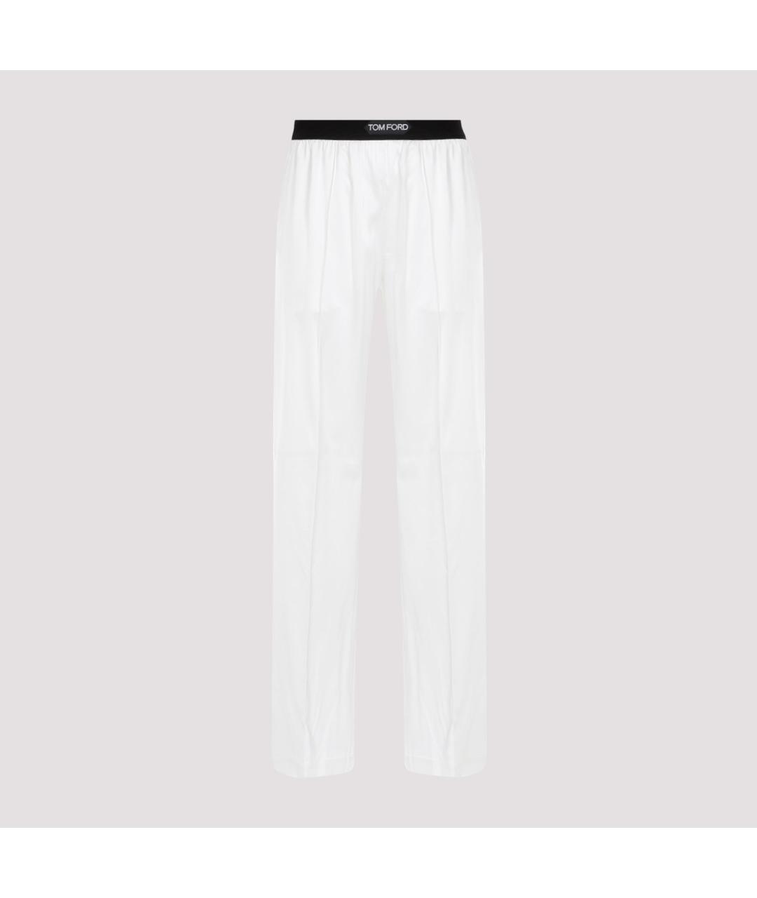 TOM FORD Белые шелковые прямые брюки, фото 2