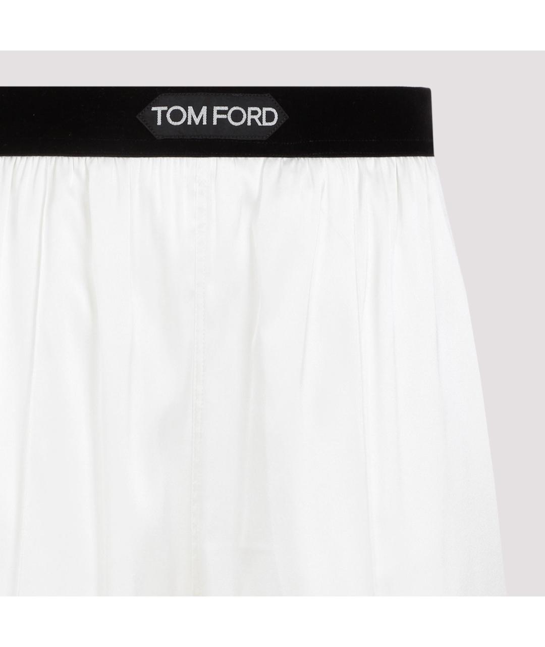 TOM FORD Белые шелковые прямые брюки, фото 5