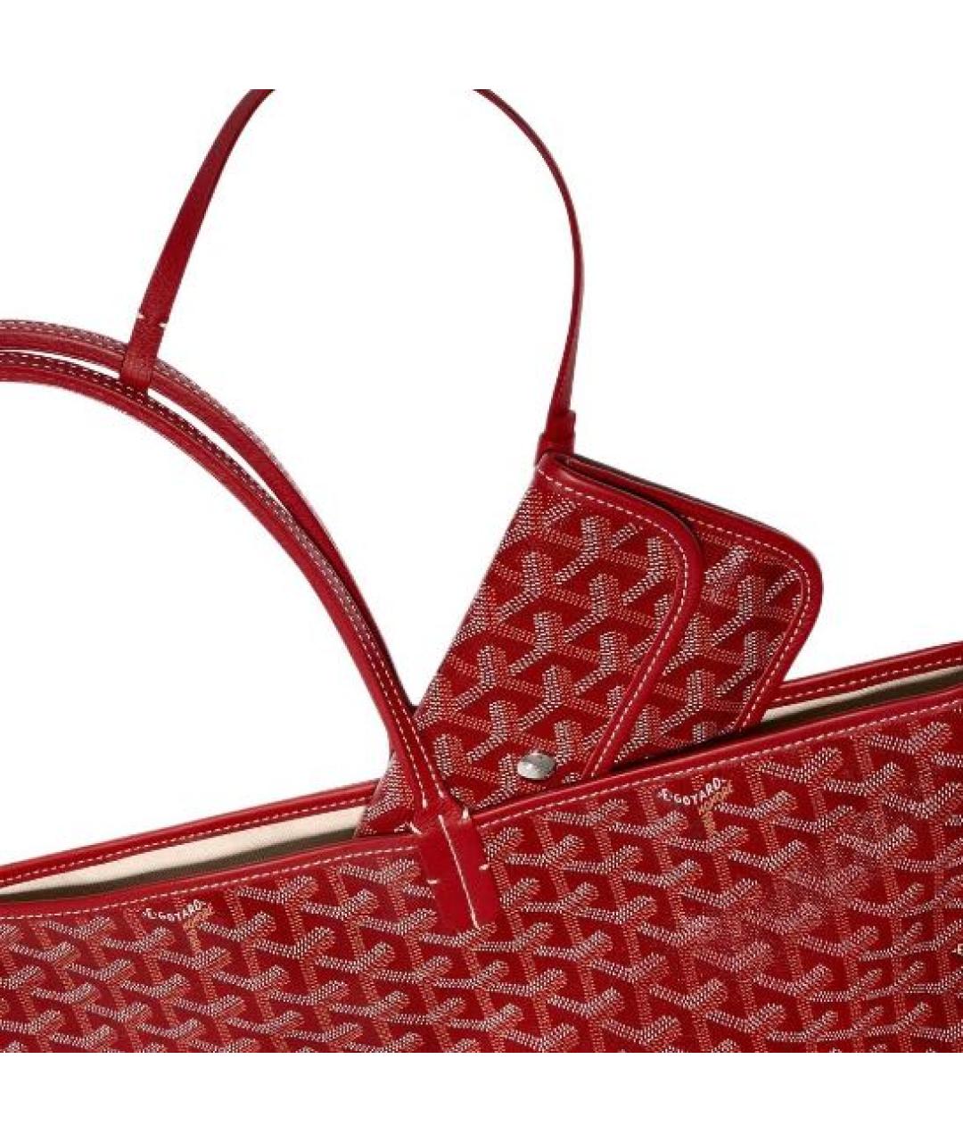 GOYARD Красная кожаная сумка тоут, фото 4