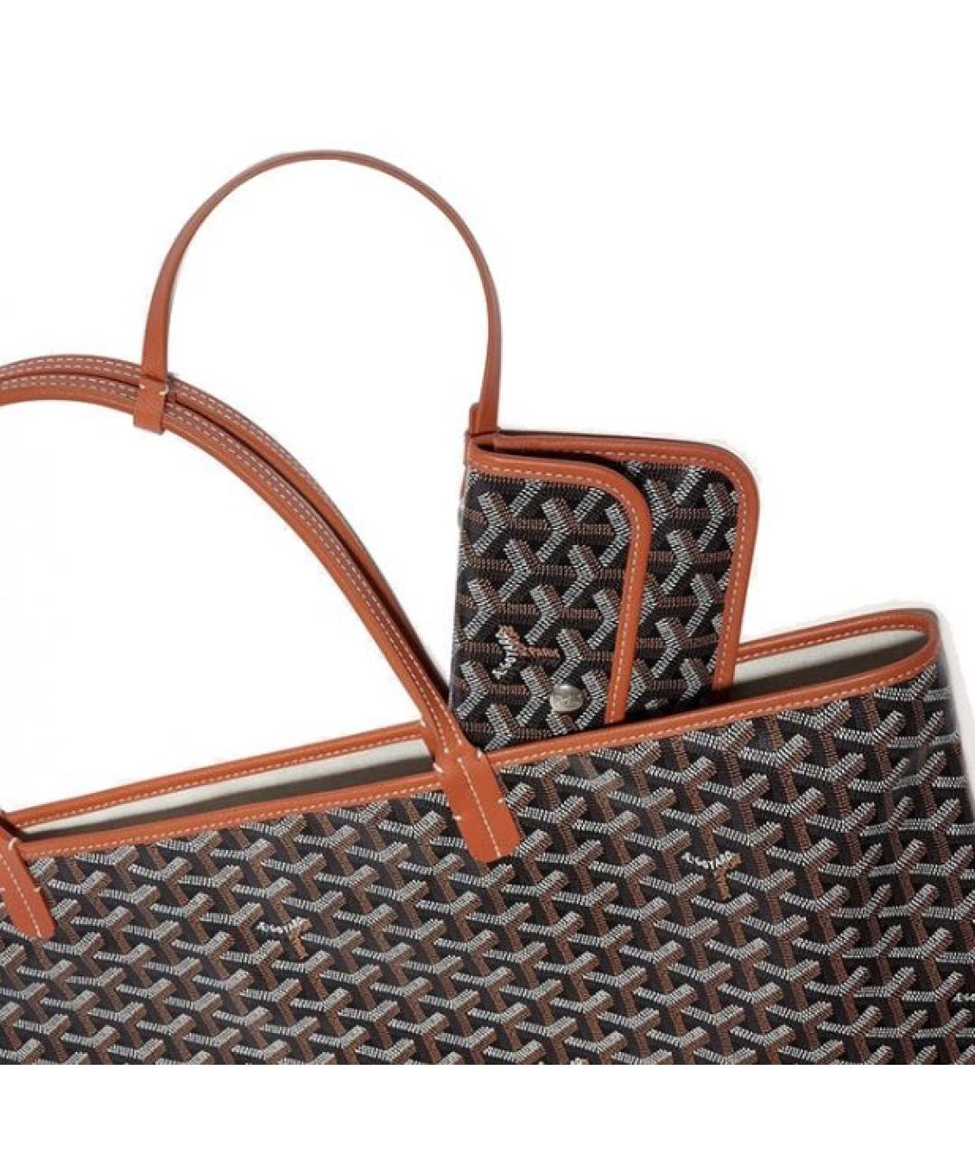 GOYARD Коричневая кожаная сумка тоут, фото 4