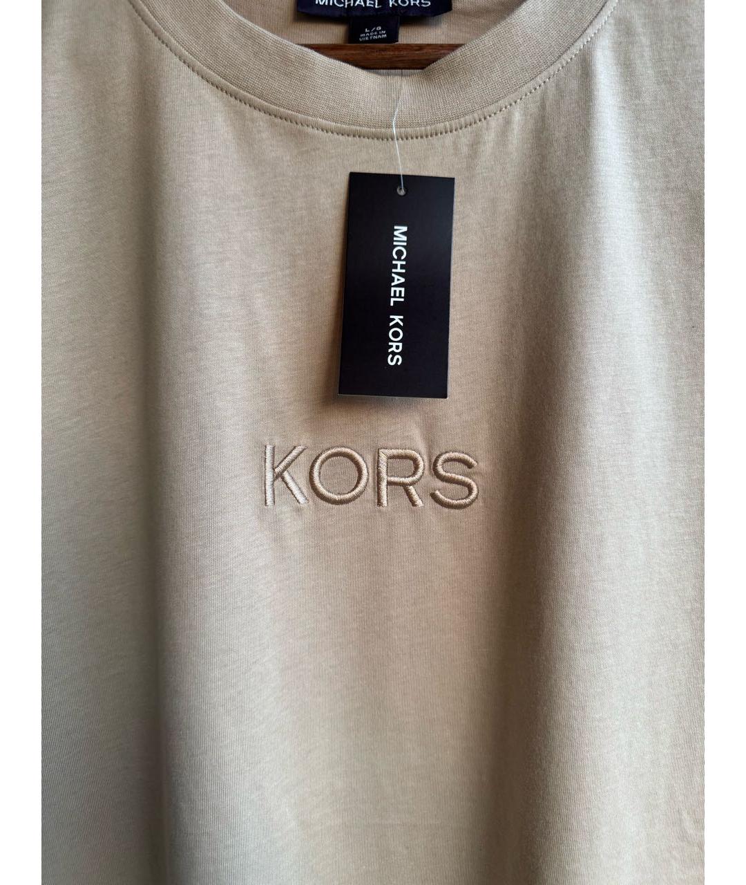 MICHAEL KORS Бежевая хлопковая футболка, фото 3