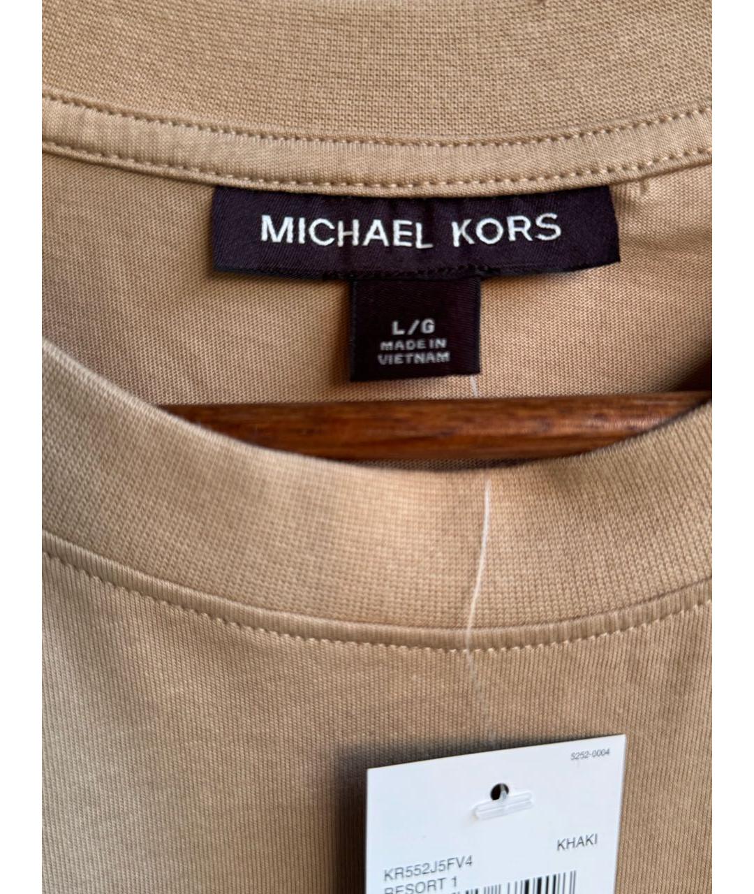 MICHAEL KORS Бежевая хлопковая футболка, фото 4
