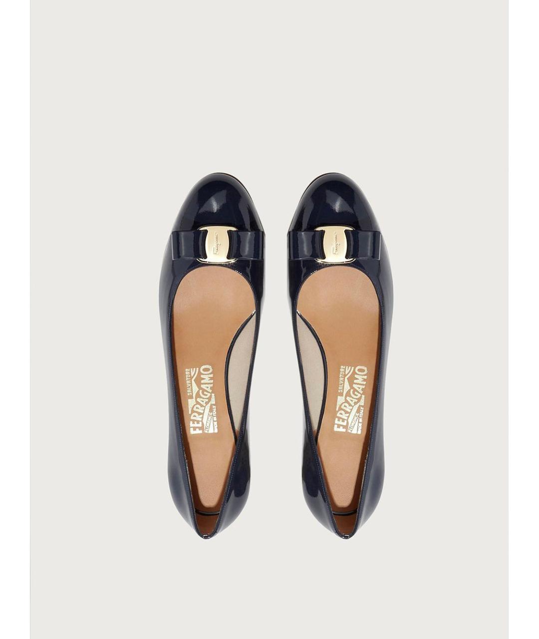 FERRAGAMO Темно-синие кожаные туфли, фото 2