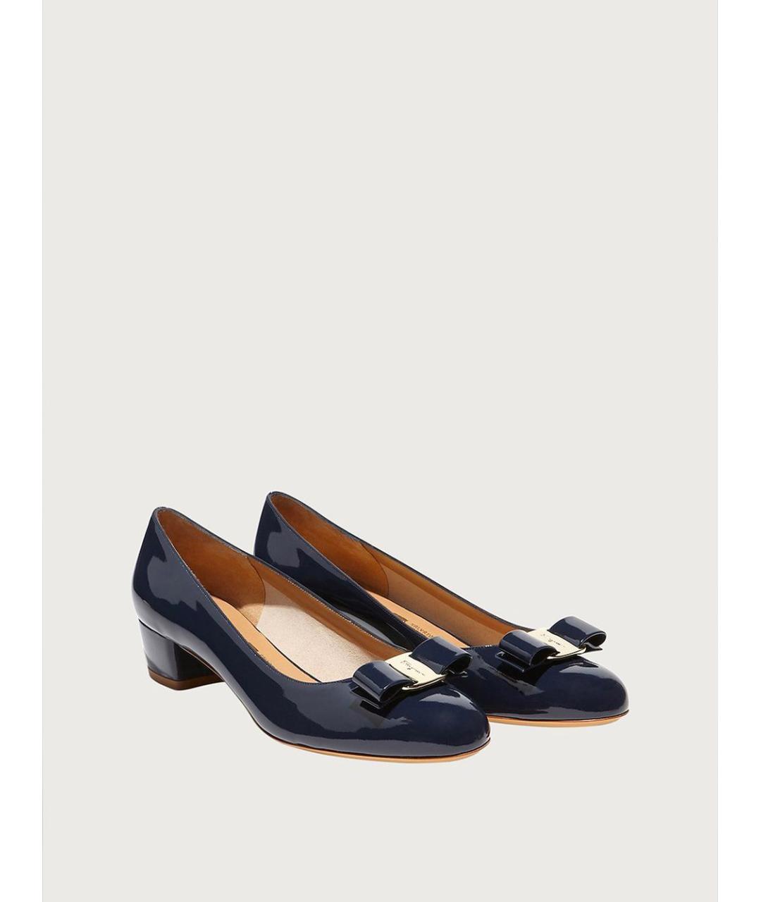 FERRAGAMO Темно-синие кожаные туфли, фото 3