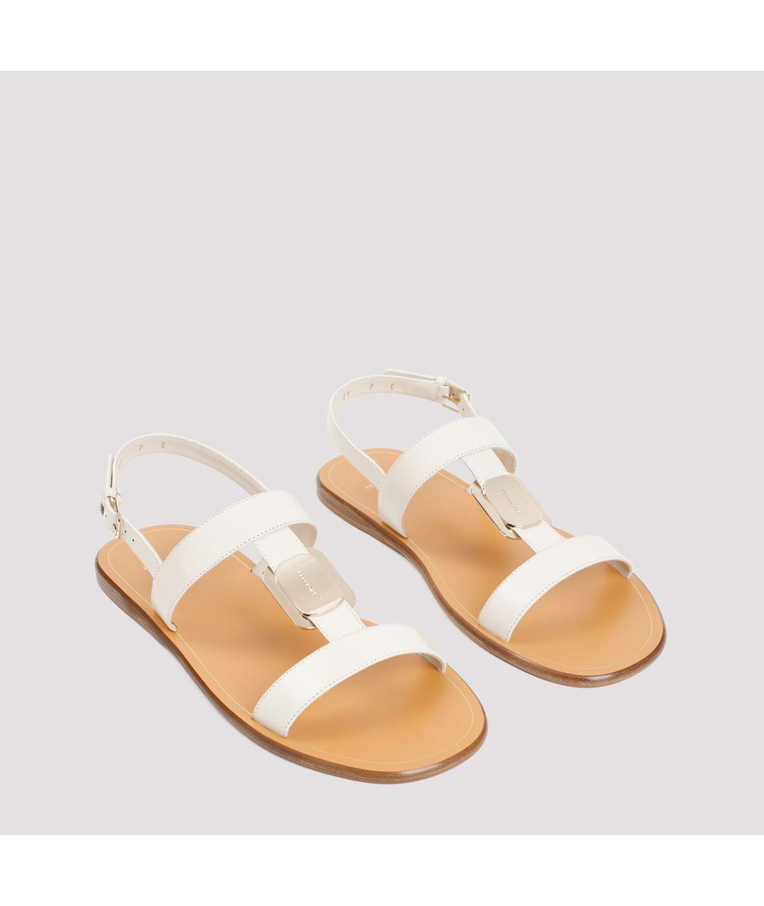 FERRAGAMO Белые кожаные сандалии, фото 4