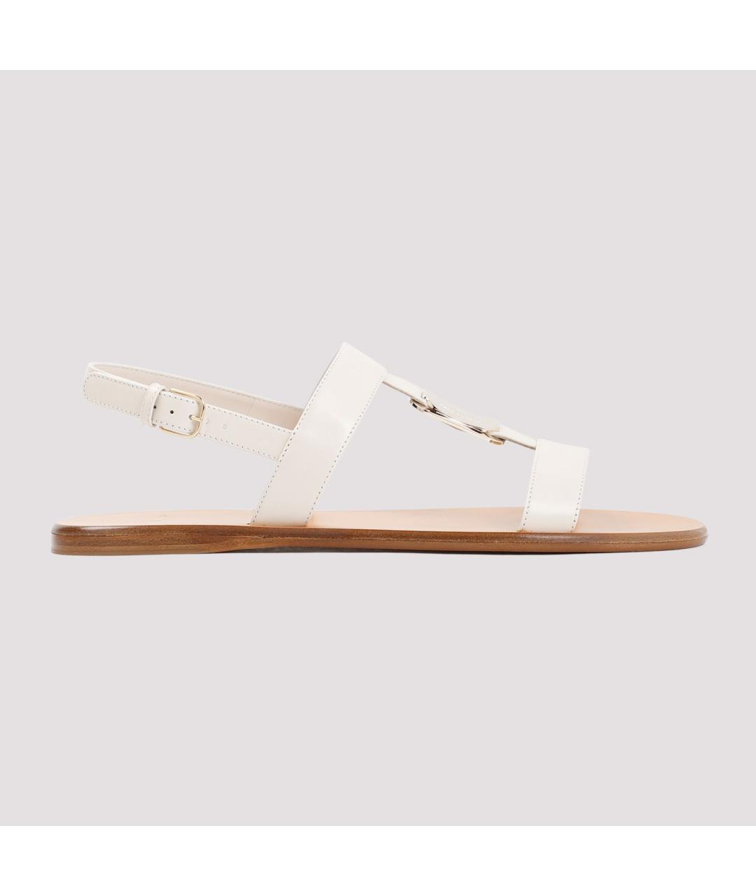 FERRAGAMO Белые кожаные сандалии, фото 2