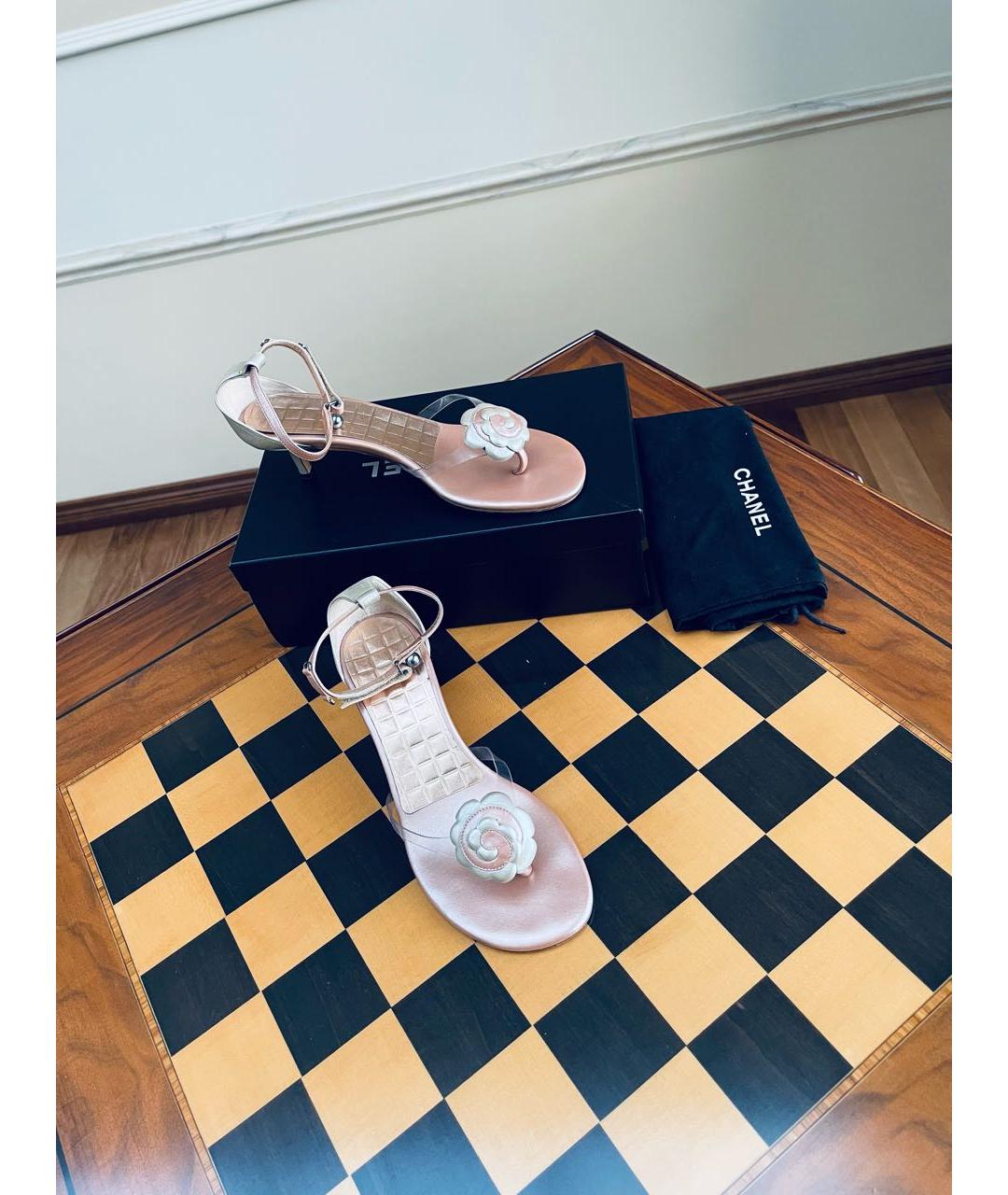 CHANEL Розовые кожаные босоножки, фото 6