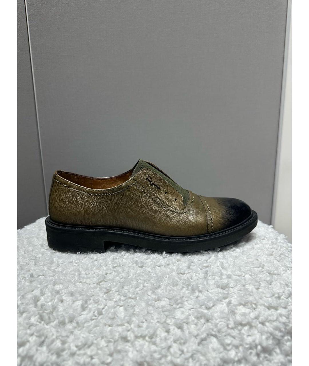FERRAGAMO Хаки кожаные брогги и оксфорды, фото 6