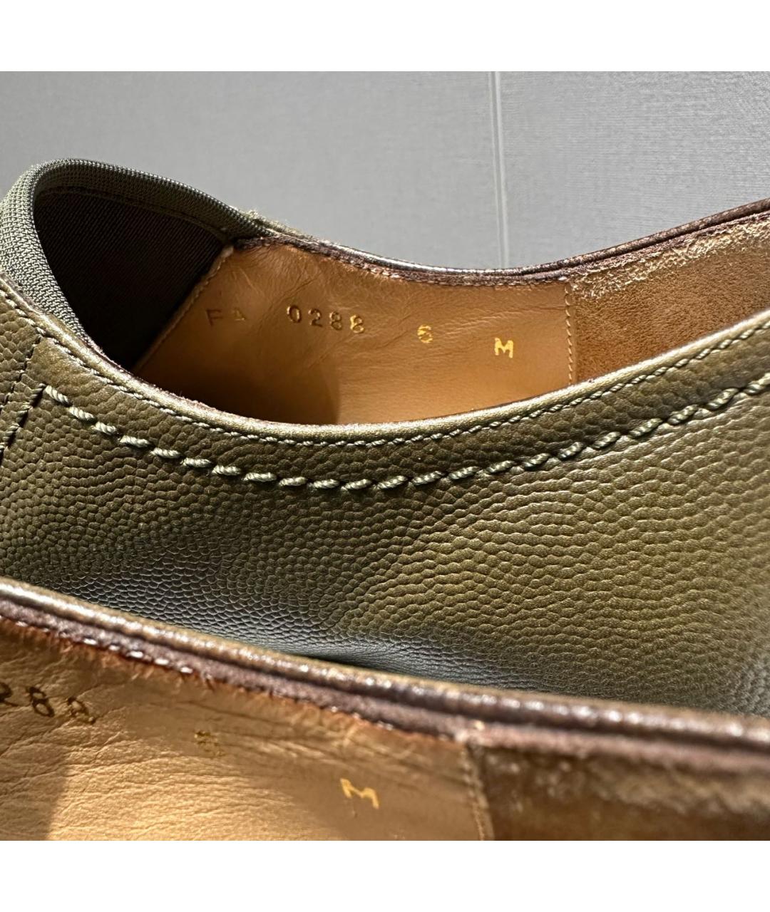 FERRAGAMO Хаки кожаные брогги и оксфорды, фото 5