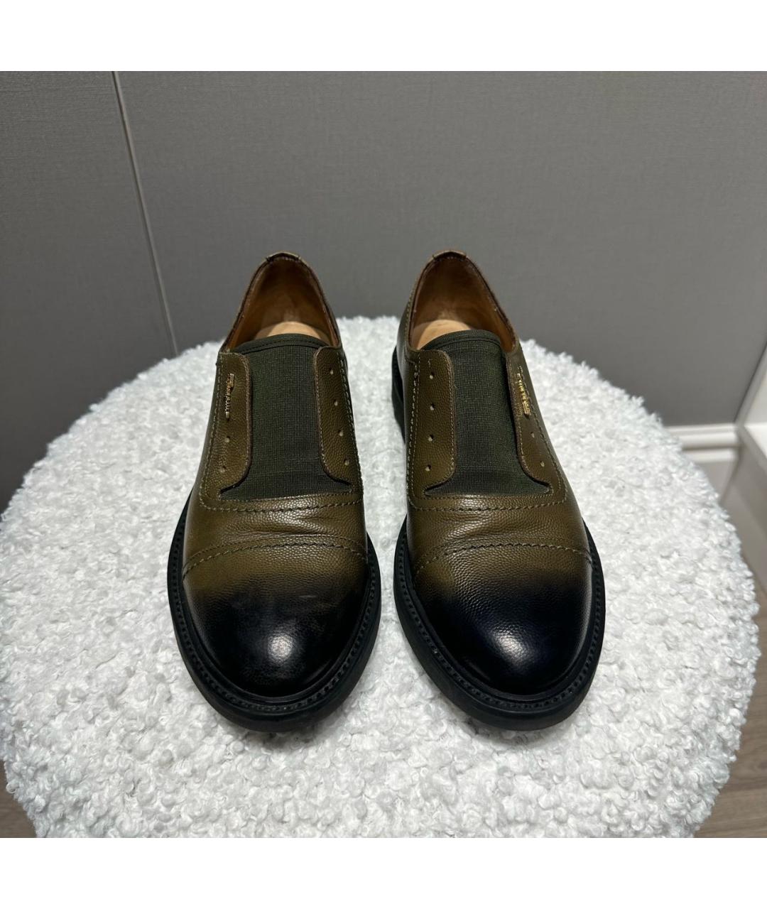 FERRAGAMO Хаки кожаные брогги и оксфорды, фото 2