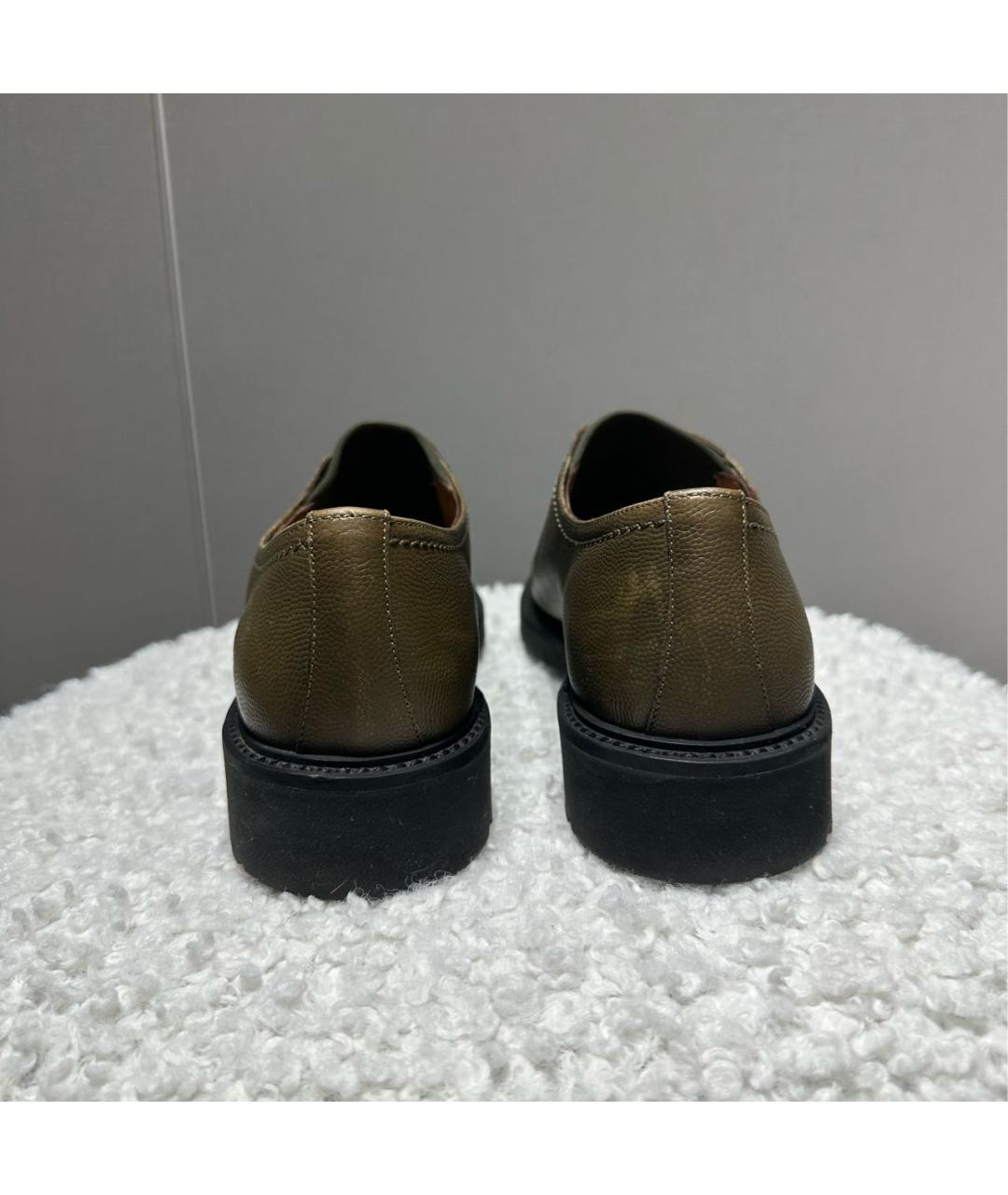FERRAGAMO Хаки кожаные брогги и оксфорды, фото 3