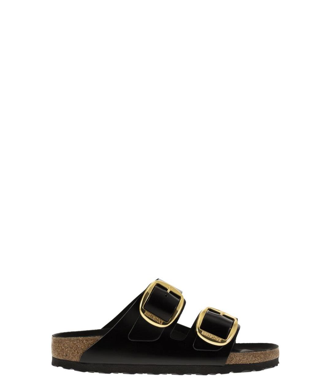 BIRKENSTOCK Черные кожаные шлепанцы, фото 1