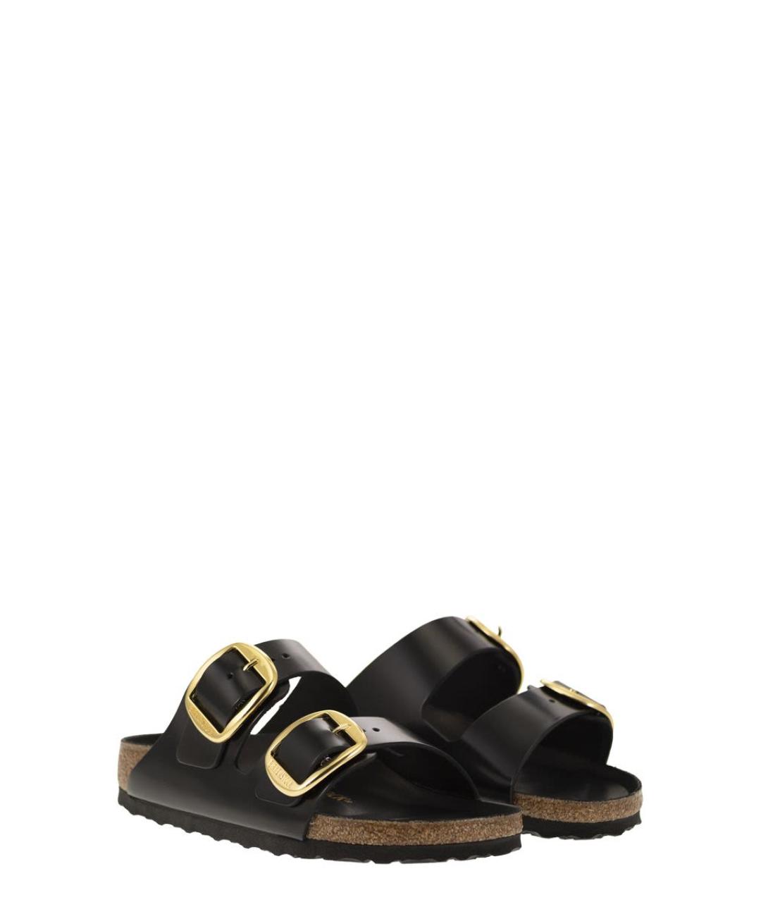 BIRKENSTOCK Черные кожаные шлепанцы, фото 4
