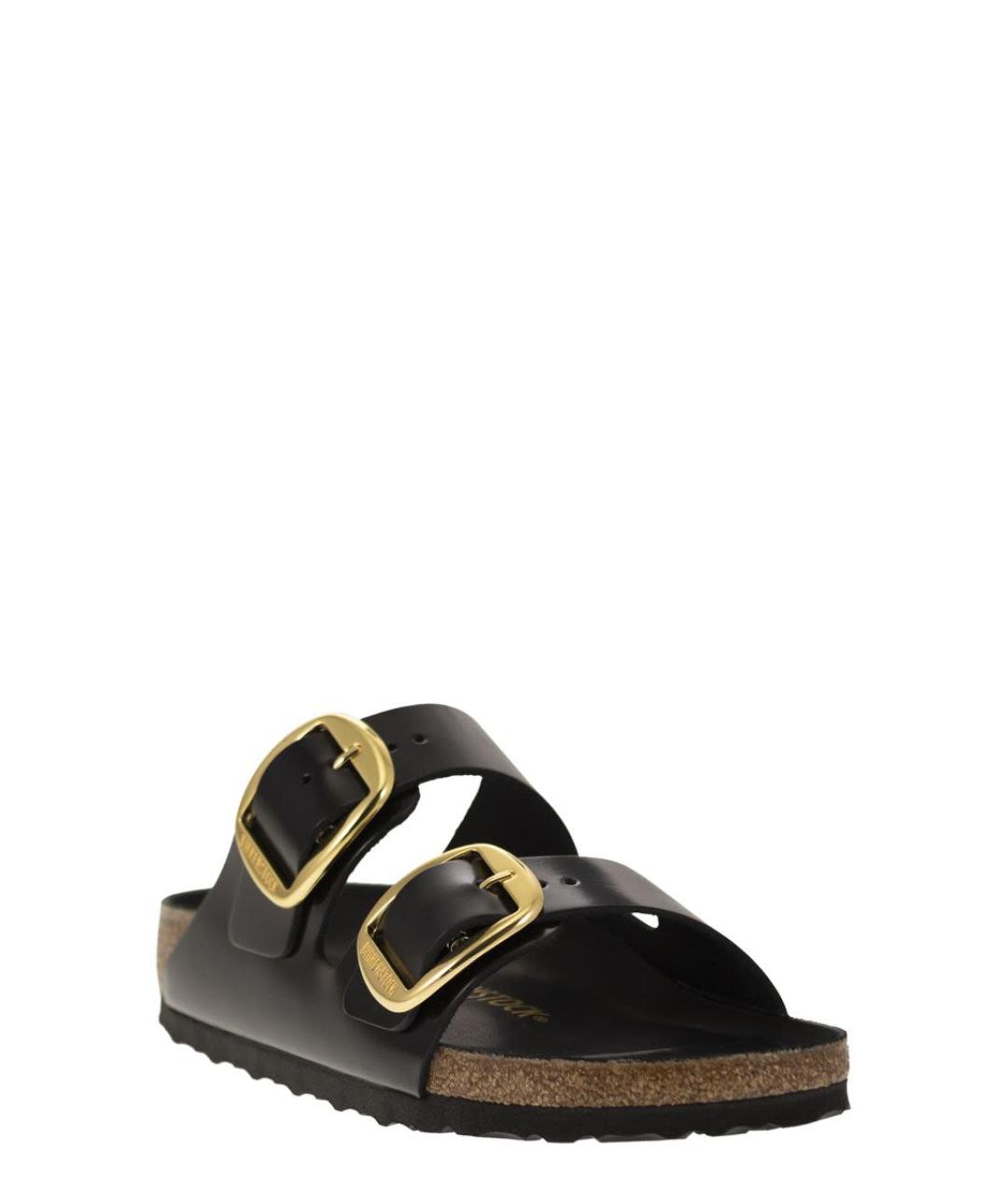 BIRKENSTOCK Черные кожаные шлепанцы, фото 2