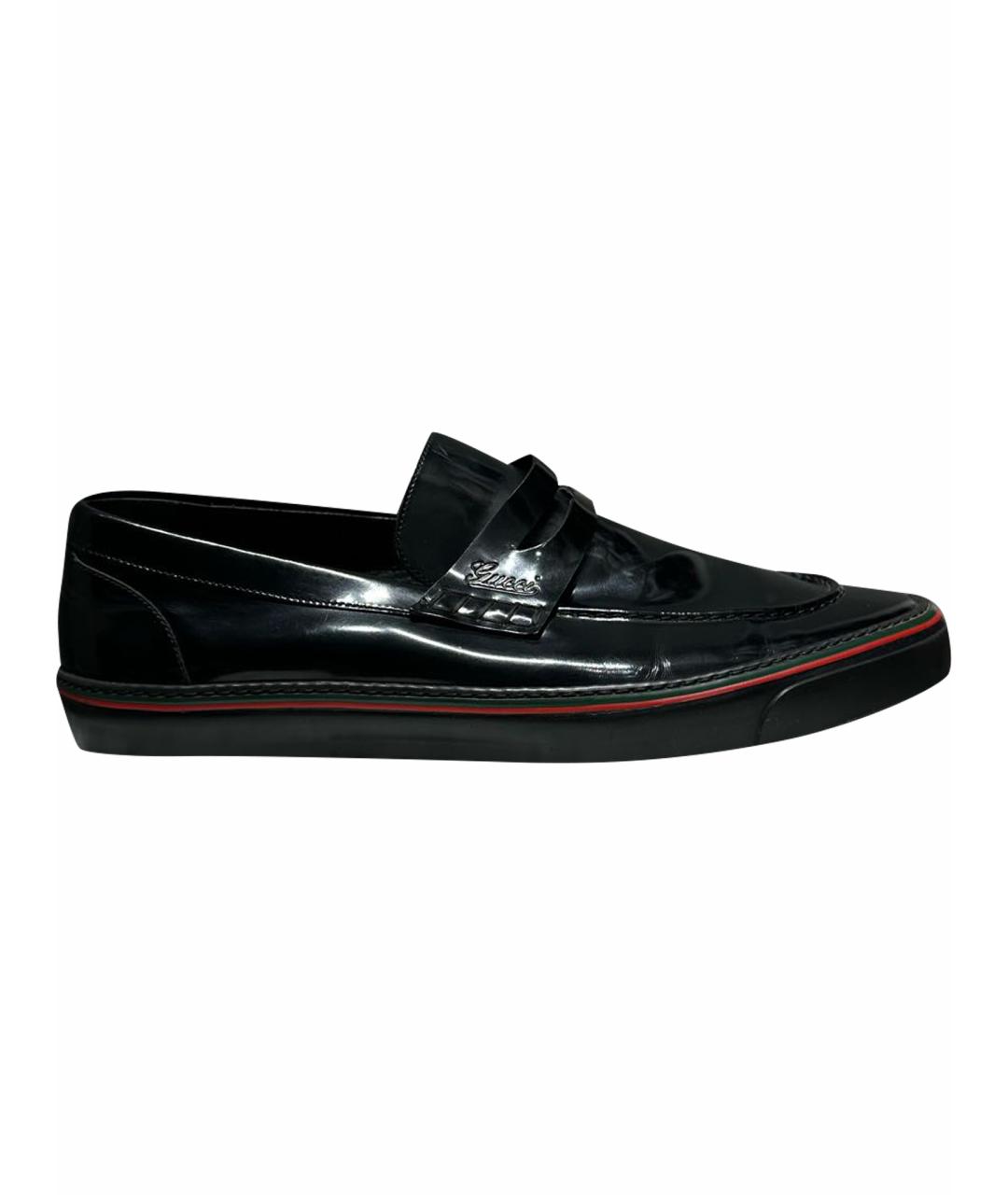 GUCCI Черные лоферы из лакированной кожи, фото 1