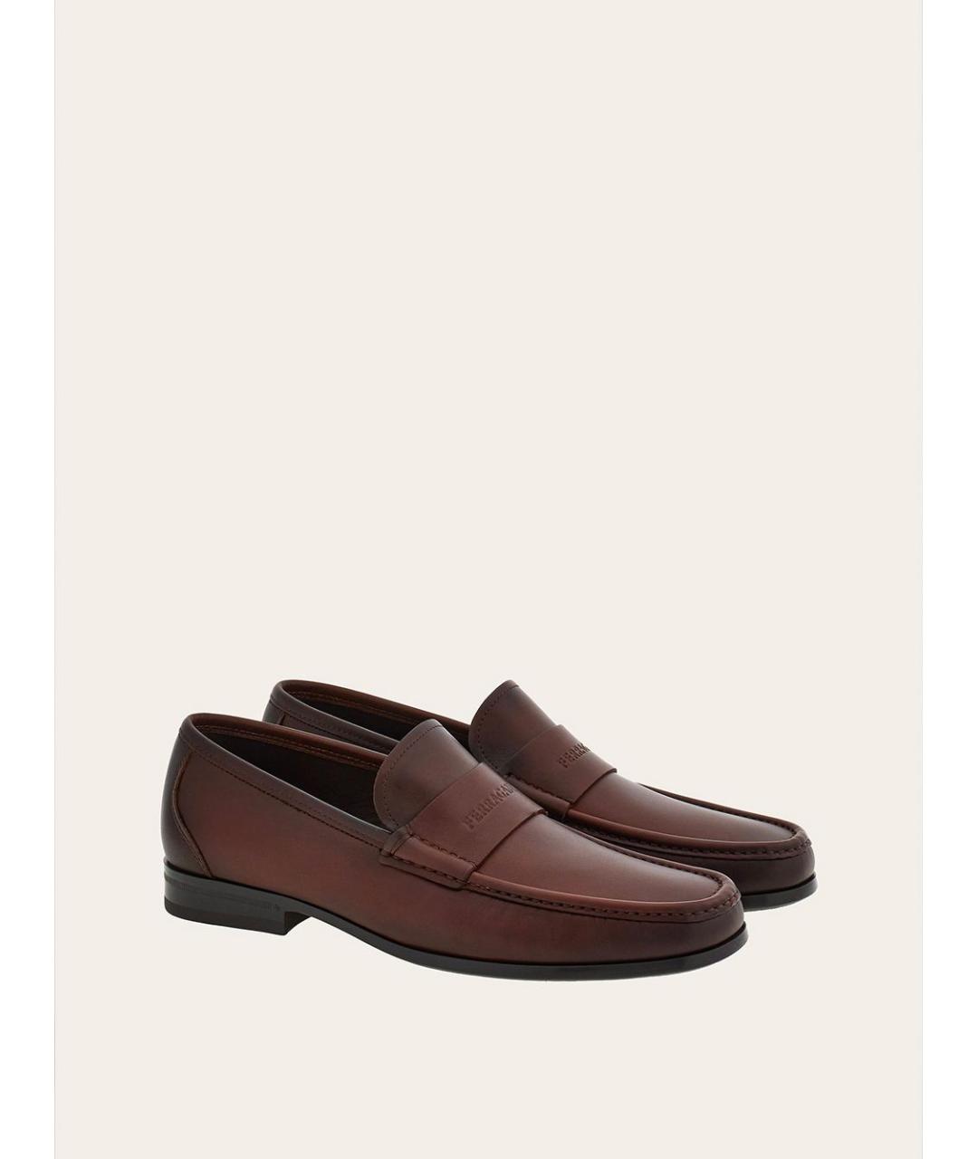 FERRAGAMO Коричневые кожаные лоферы, фото 3