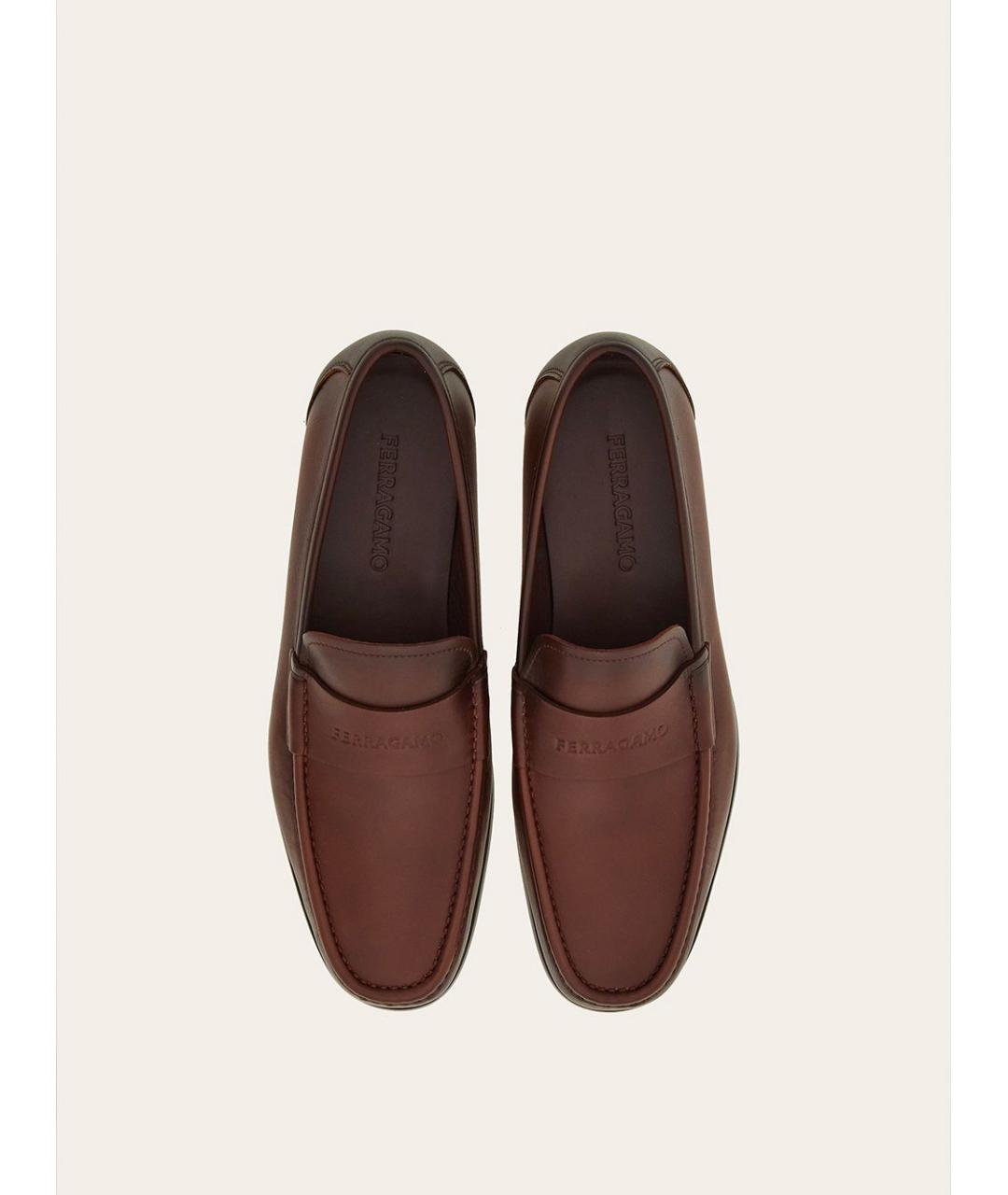 FERRAGAMO Коричневые кожаные лоферы, фото 2