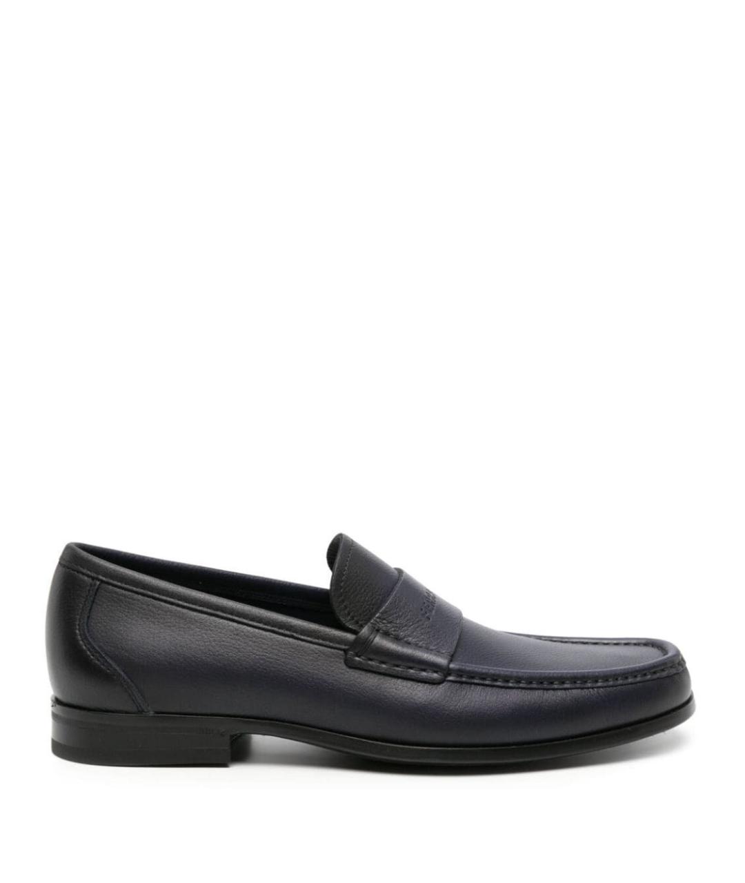 FERRAGAMO Синие кожаные лоферы, фото 1