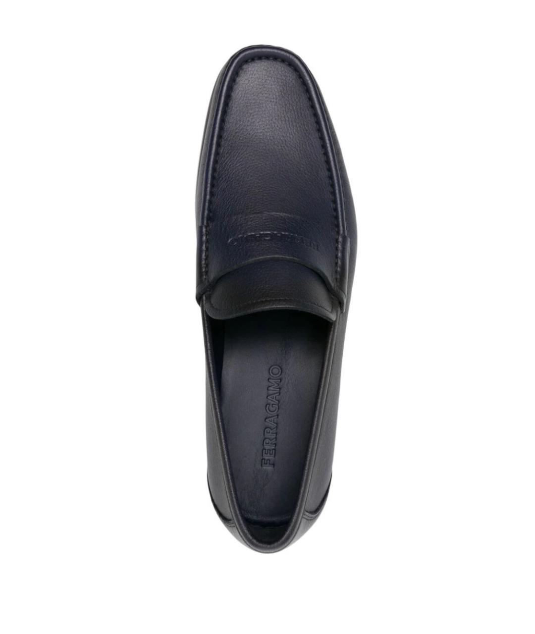 FERRAGAMO Синие кожаные лоферы, фото 4