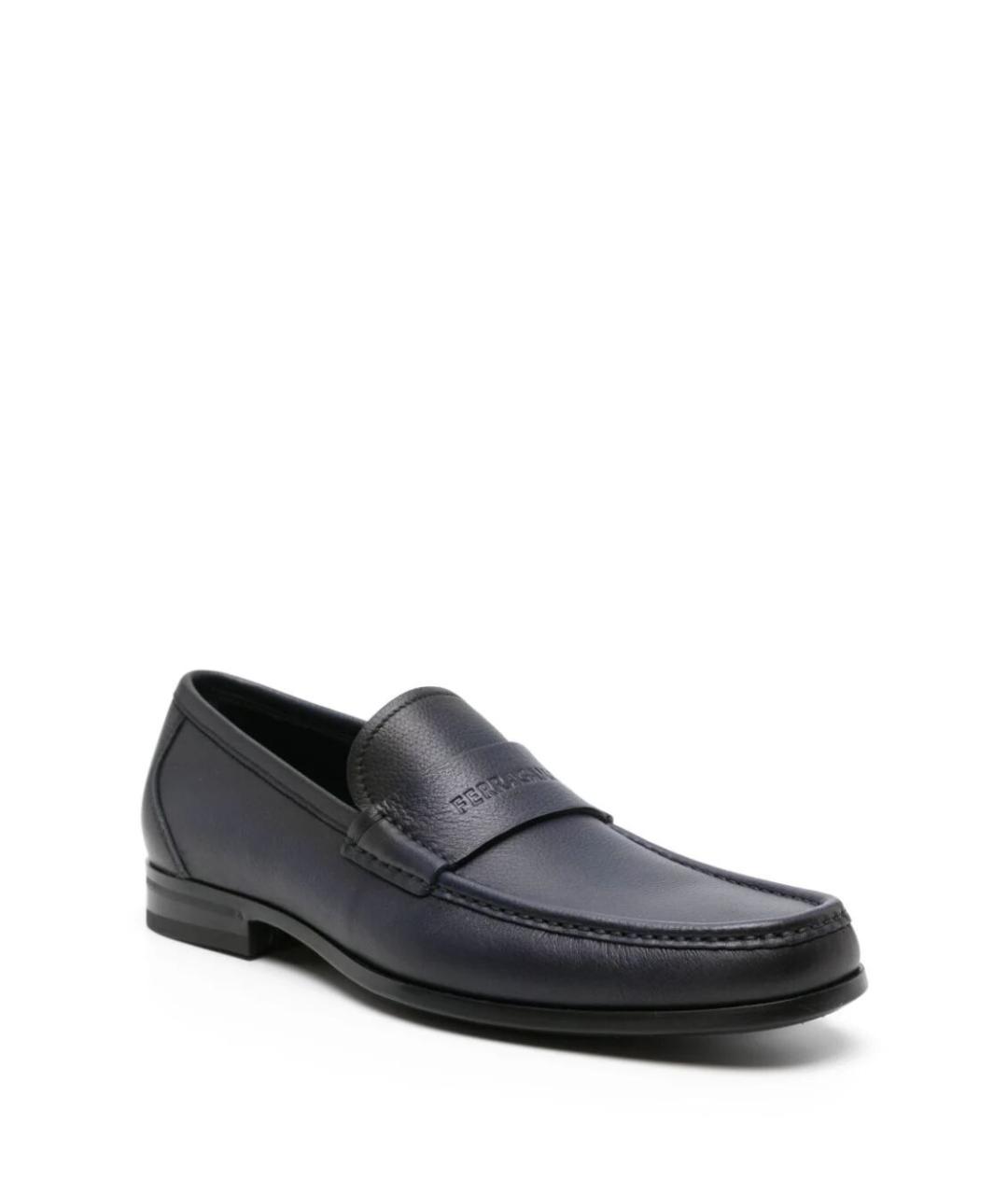 FERRAGAMO Синие кожаные лоферы, фото 3