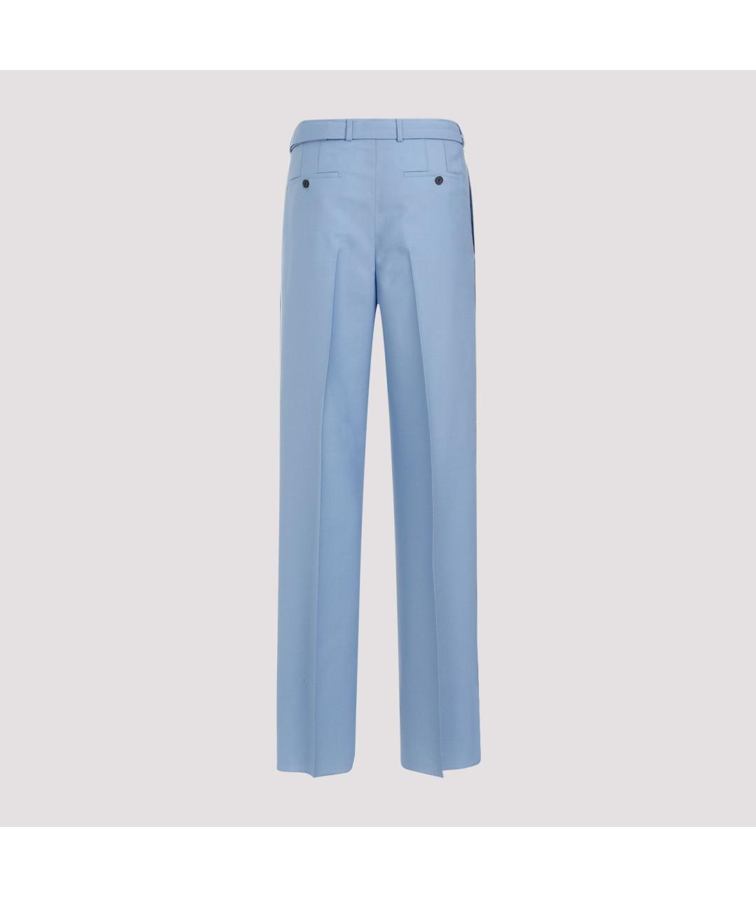 LANVIN Голубые шерстяные повседневные брюки, фото 3