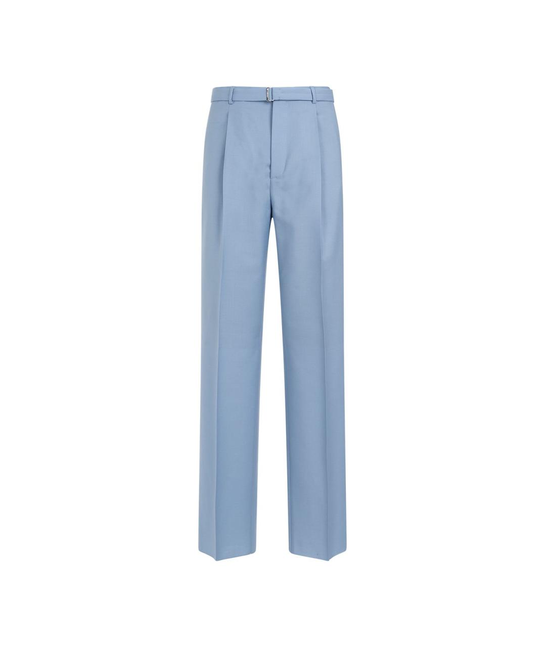 LANVIN Голубые шерстяные повседневные брюки, фото 1