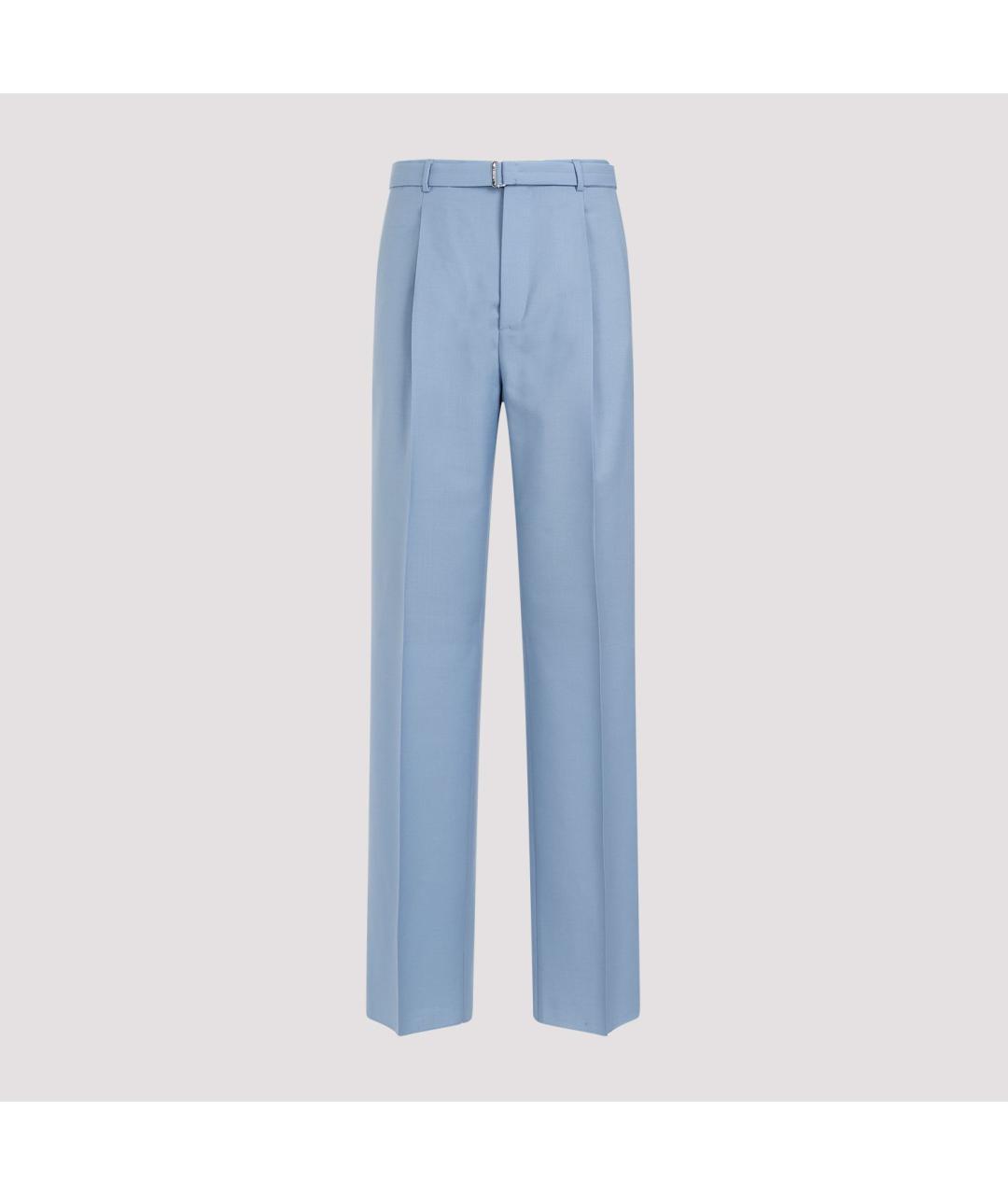 LANVIN Голубые шерстяные повседневные брюки, фото 2