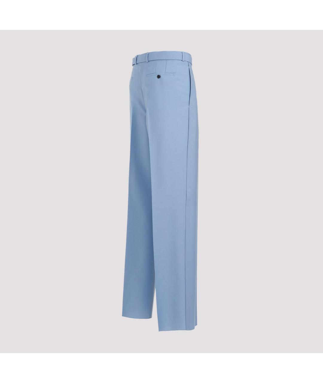 LANVIN Голубые шерстяные повседневные брюки, фото 4
