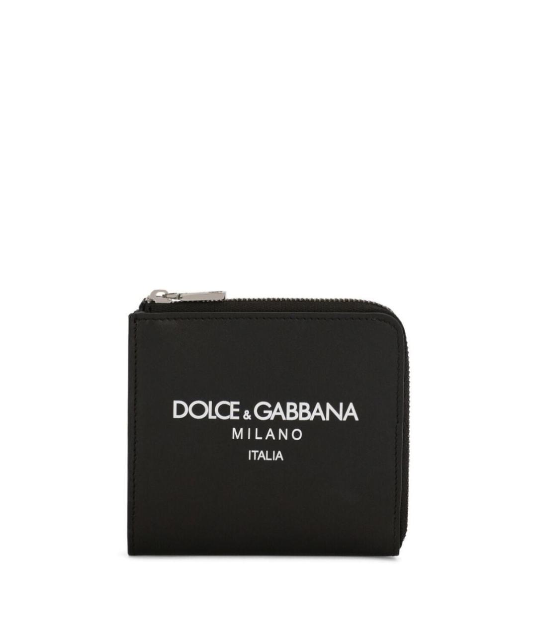 DOLCE&GABBANA Черный кожаный кошелек, фото 1