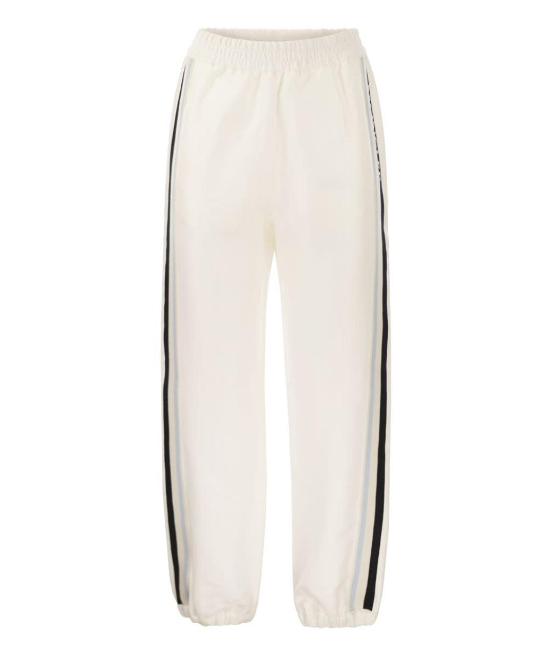 MONCLER Белые полиэстеровые прямые брюки, фото 1