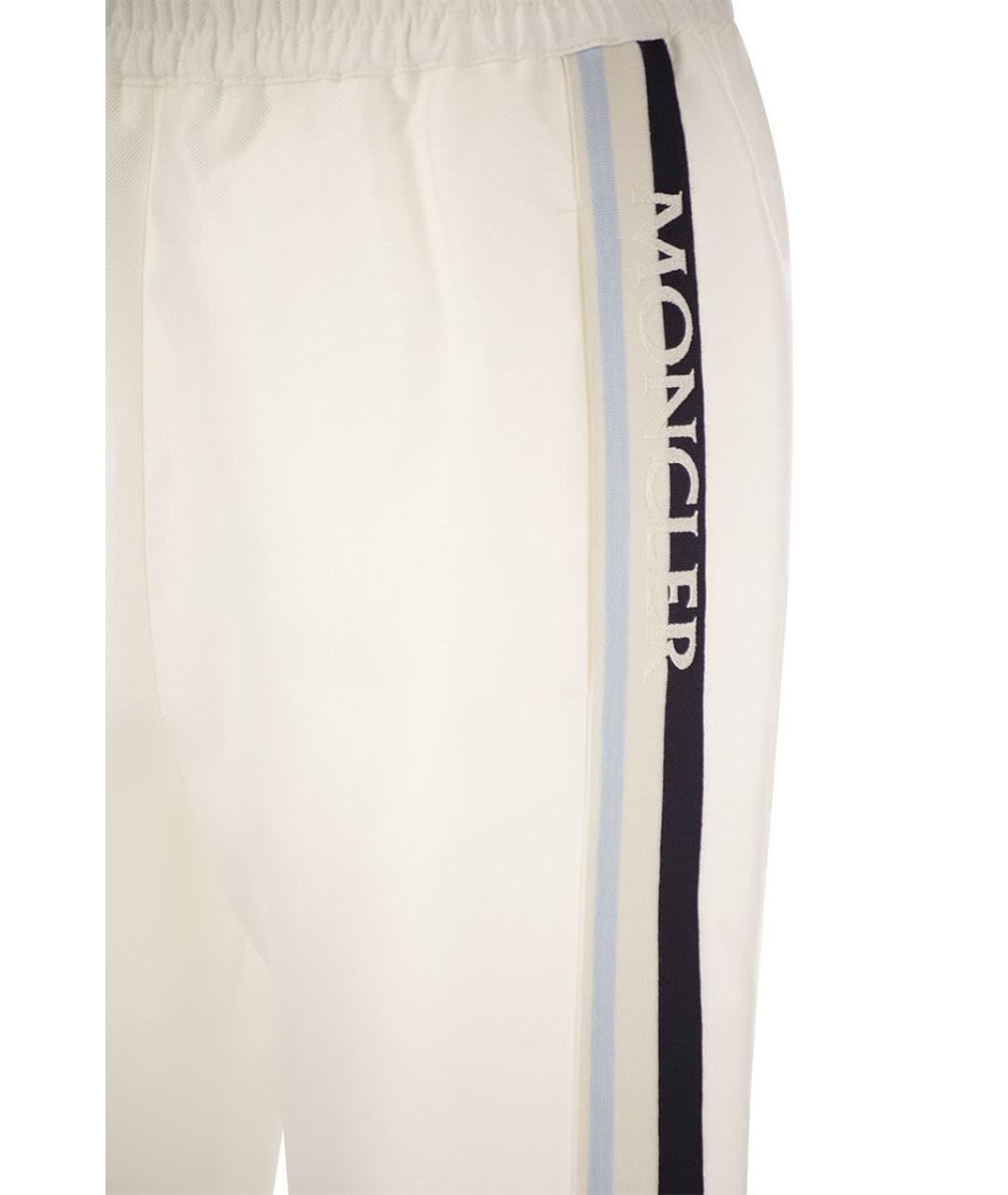 MONCLER Белые полиэстеровые прямые брюки, фото 4